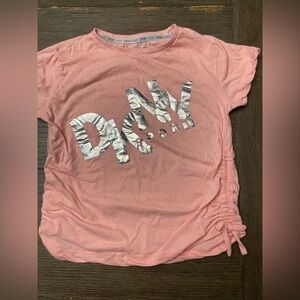 DKNY Girl Short Sleeve Top Size M 8/10 cinched sides pink